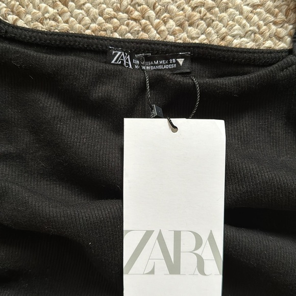 NWT Zara adorable black puff sleeve cotton crop top - Picture 5 of 13